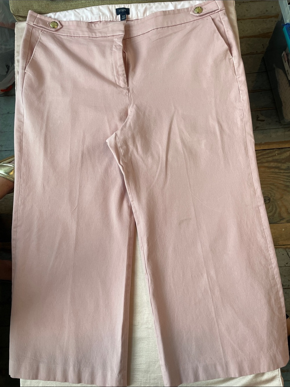 J. Crew Pale Pink Cropped Wide-Leg Trousers
